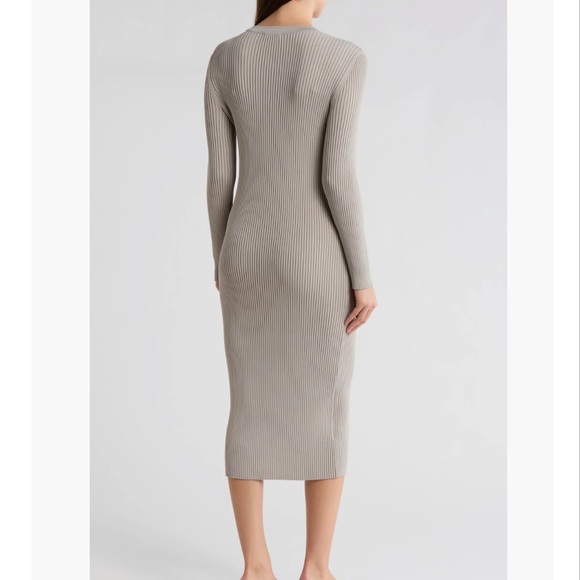 40.  1. State $99 Rib Knit Cardigan Midi Dress in soft grey - Picture 2 of 4